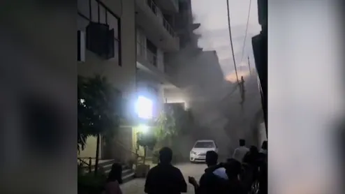 Moment South Delhi Building Collapsed Like A House Of Cards